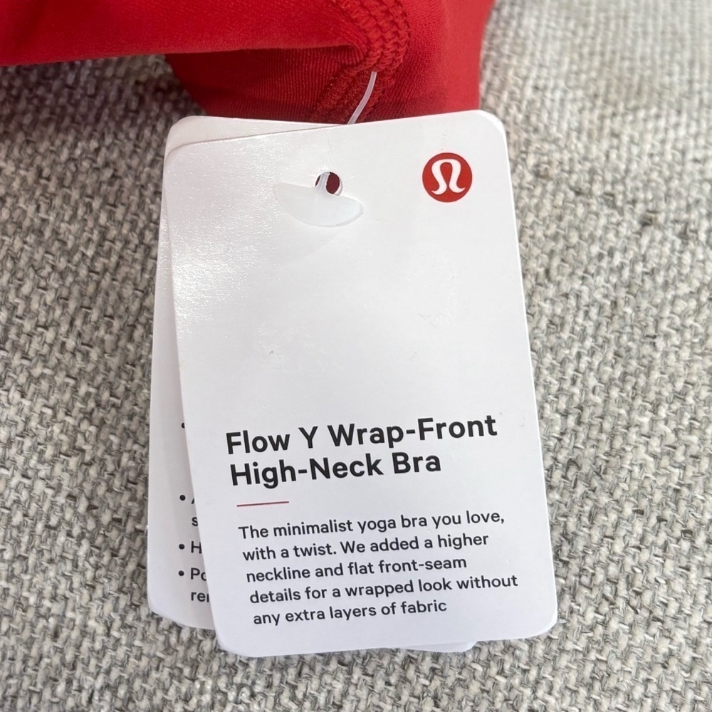 NWT Lululemon Flow Y Wrap Front High Neck Bra In College Crimson Size 10 - Picture 5 of 6